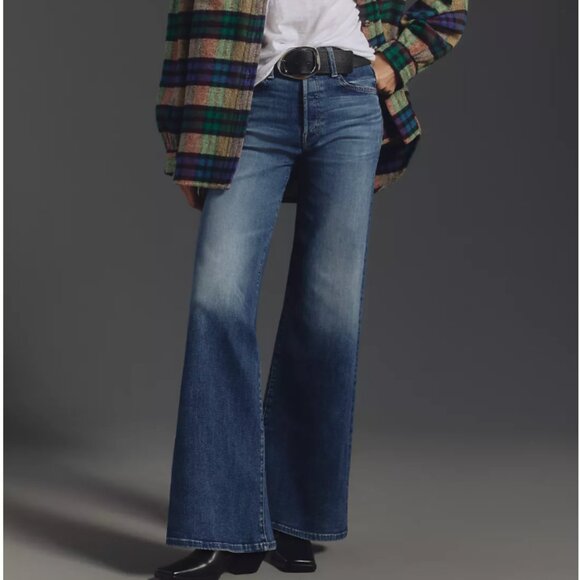 NWT MOTHER The Tomcat Roller Sneak High-Rise Wide-Leg Jeans - Picture 1 of 5